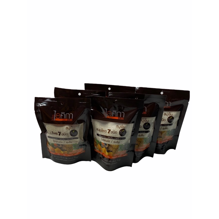 สบู่เย็น 冷肥皂 สมุนไพร 7 ชนิด ไอศิกา รุ่น ถุงผ้าสปา,ISIKA HERB SPA Collagen Co Q10 Vitamin E 70 g 1แพค