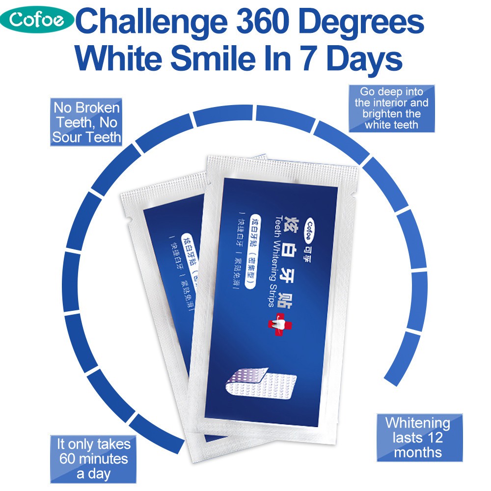 Cofoe 14pcs Teeth Whitening Strips Professional Effects Beauty Whitening Teeth Oral Hygiene Decontam