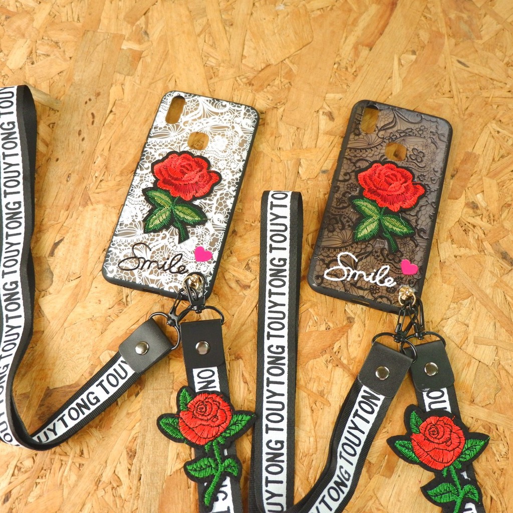 เคสกุหลาบ 3D พร้อมสายคล้องคอ V9