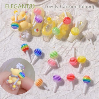 Elegant81 อุปกรณ์ตกแต่งเล็บอมยิ้มลายการ์ตูนอมยิ้ม 3D Diy สีสันสดใสสําหรับแต่งเล็บ