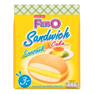 ฟันโอ แซนวิชเค้กสอดไส้ครีมคัสตาร์ด 13 กรัม x 12 ชิ้น Fun O Sandwich Cake with Custard Cream Filling 13g x 12pcs