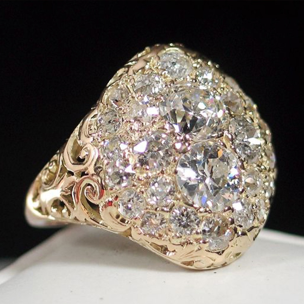 925 เงินสเตอร์ลิงGorgeous Goldสีเจ้าสาวงานแต่งงานแหวนCubic Zirconia Brilliant Lady Partyอุปกรณ์เสริมคุณภาพสูงผู้หญิงเครื่องประดับ