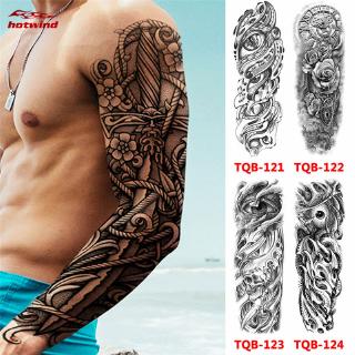 HW Colorful Waterproof Sleeve Tattoo Lion Crown King Rose Waterproof Temporary Sticker Wild Wolf Tiger