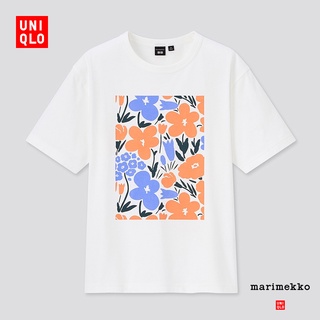 เสื้อยืดผ้าฝ้ายพิมพ์ลาย Uniqlo Marimekko เสื้อยืด คอกลม แขนสั้น พิมพ์ลาย สําหรับผู้หญิง 440697 Uniqlo