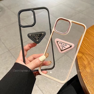 เคสโทรศัพท์มือถือแบบนิ่ม ใส กันกระแทก ลายโลโก้ Prada สําหรับ IPhone 14ProMax 13 13pro 12 12pro 11 Pro Max Xs X XR XsMax 7 8 14 Plus