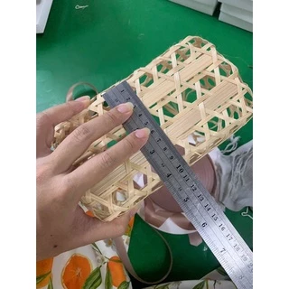ตะกร้าไม้ไผ่พร้อมตกแต่ง 7.5x4x4 นิ้ว