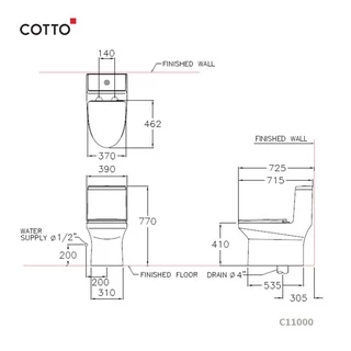 COTTO สุขภัณฑ์แบบชิ้นเดียว รุ่น C11000 Worth 3/4.8L
