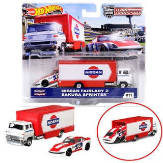 HOT WHEELS NISSAN FAIFLADY Z - SAKURA SPRINTER แพ็คคู่ สเกล1/64 ล้อยาง สไลด์ ลิขสิทธิ์แท้ TEAM TRANSPORT CAR CULTURE