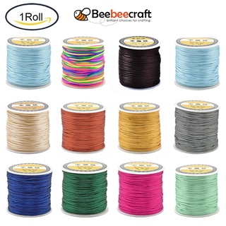 Beebeecraft สายไนล่อนซาติน สีฟ้าอ่อน ประมาณ 1 มม. ประมาณ 76.55 หลา (70 ม.) ต่อม้วน 1 ม้วน