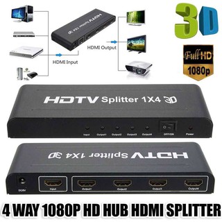 Splitter รุ่น HDMI 1 ออก 4 Full HD 1080P 3 D Verion 1.4 (Black)