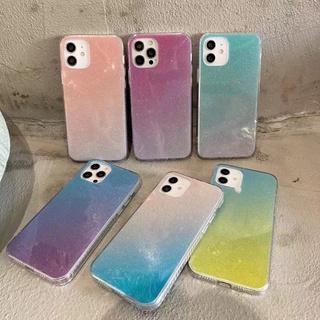 เคสโทรศัพท์มือถือ แบบใส ประดับกลิตเตอร์ ไล่โทนสี สําหรับ iPhone 13 12 11 Pro Max XR IX XS Max