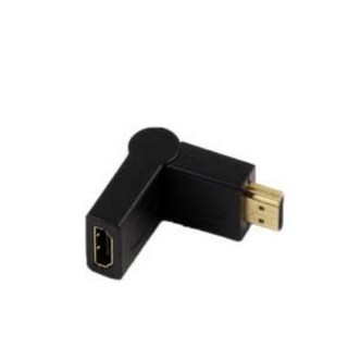 HDMI Plug to jack 180 swing หัวต่อพ่วงสำหรับการเข้างานติดตั้ง - Black