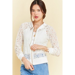 DIVA STYLISTS Japanese Casual Lace robe เสื้อคลุมลูกไม้ ฉลุลาย แต่งซิป