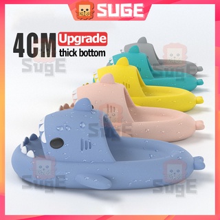 【Suge】รองเท้าแตะ แบบหนา 4 ซม. ลายฉลาม | รองเท้าแตะคู่รัก