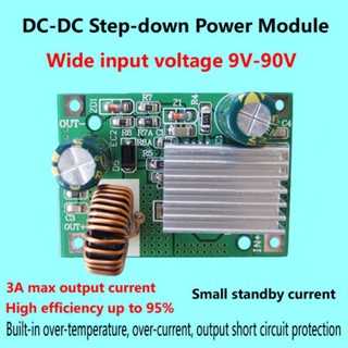 Ptptrate โมดูลพาวเวอร์ซัพพลาย DC-DC 9V-90V 84V 72V 60V 48V 36V เป็น 12V 3A 1 ชิ้น