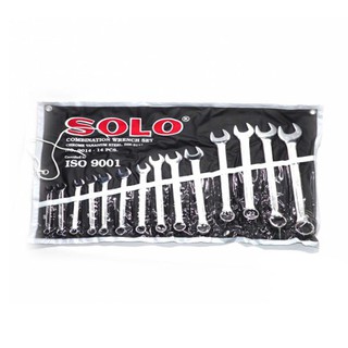 SOLO โซโล ประแจแหวนข้างปากตาย รุ่น 9014 (14ตัว/ชุด) ทรงญี่ปุ่น เหล็ก CR-V