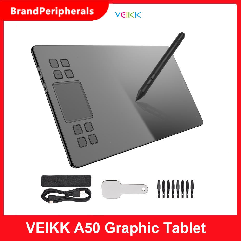 VEIKK A50 Graphics Drawing Tablet 10 x 6 Inch 8 Express Keys & Gesture Touch-Pad 8192 Levels Pressur