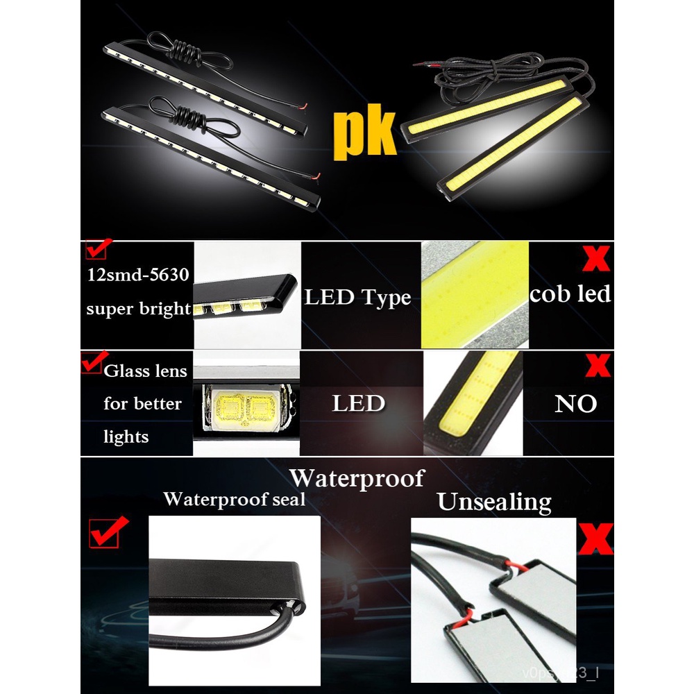 2x Universal 16 LED Voiture Van DRL Day Conduite Jour Fog Blanc Lumière Lampe - Auto