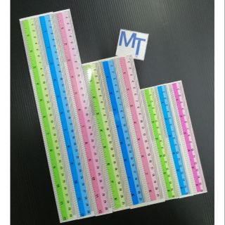 ไม้บรรทัดพลาสติกคาดสี BSP   6นิ้ว / 8นิ้ว  / 12นิ้ว (แพ็ค3) สีพาสเทล คละสี
