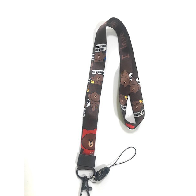 BROWN สายคล้องคอ สายคล้องบัตร ห้อยโทรศัพท์ ลาย I LOVE BROWN  น่ารัก มีก้ามปู มีห่วงเล็ก ถอดได้ ขนาดก