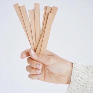 ไส้เทียนไม้แบบไม่มีฐาน 13 cm (10 ชิ้น) / ไส้เทียนไม้ 13 cm + ฐาน (10 ชุด) Wooden Wick