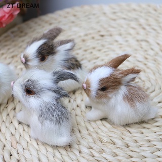 ZTD Mini Realistic Cute Plush Rabbit Fur Lifelike Animal Easter Bunny Model Gift Toy 07