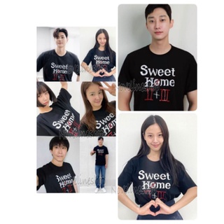 คอตต้อนคอกลมเสื้อยืดผ้าฝ้าย พิมพ์ลายละครเกาหลี SWEET HOME II X III KAO SONGKANG NAJU COTTON COMBED 30S สําหรับผู้หญิง แล