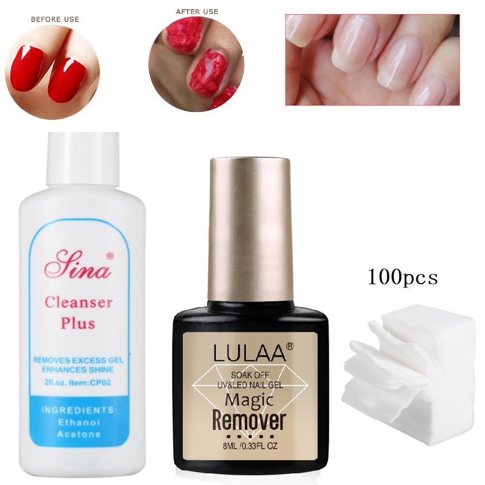 Nail Polish Remover Set Burst Magic Remove UV Gel Soak Off Removes Excess  Gel Enhances Shine | Shopee Thailand
