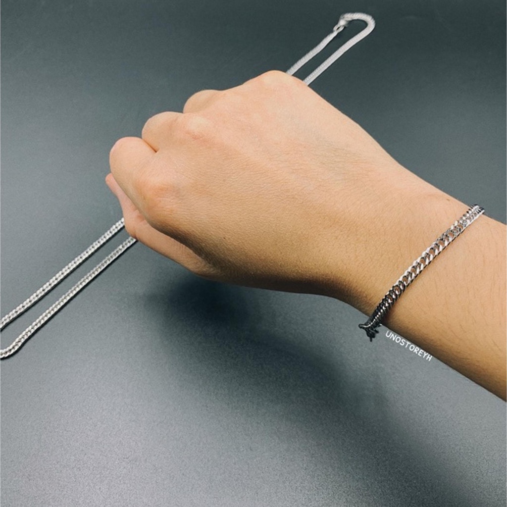 🔥ข้อมือสแตนเลสแท้ กว้าง4mm. ตัวล็อคแบบก้ามปู UNO015