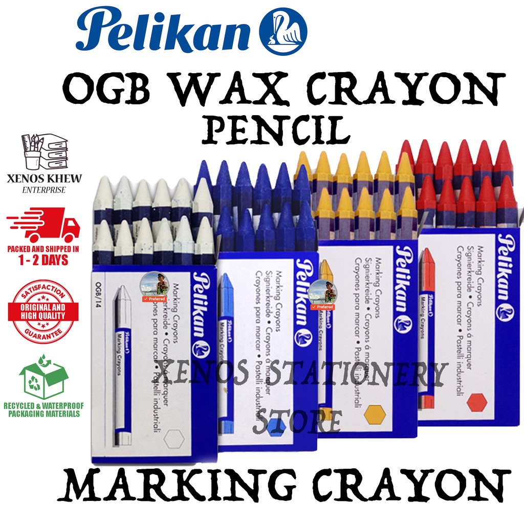 Pelikan ดินสอเขียนสี OGB กระดาษแข ็ ง Crayon Carton Wax Pencil ( 12 ชิ ้ น