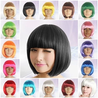 มิฮัน ขายร้อนบ๊อบวิกผมสั้นฮาโลวีนใยสังเคราะห์พรรค14สีเครื่องแต่งกายตรง/หลากสี