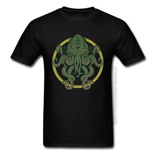 เสื้อยืดลําลอง ผ้าฝ้าย แขนสั้น พิมพ์ลาย Cthulhu Lovecraft แฟชั่นฤดูหนาว สําหรับผู้ชาย เพาะกาย