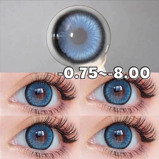 {เกรด -0.75~-8.00} Uyaai คอนแทคเลนส์ สีฟ้า 1 ด้าน 14.5 มม.