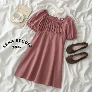 Lena Studio🌷พร้อมส่ง ♡ Babydoll Dress เดรสสุดคิ้วแต่งแขนพอง