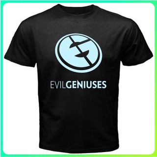 เสื้อยืดผ้าฝ้ายพิมพ์ลายคลาสสิกใหม่ เสื้อยืดคอกลม พิมพ์ลายโลโก้ EVIL GENIUSES DOTA 2 Team สีดํา ไซซ์ S ถึง 3XL แฟชั่นฤดูร