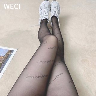 【พร้อมส่ง】WECI ถุงน่อง ผ้าฟลีซ ลายตัวอักษร ไร้รอยต่อ เซ็กซี่ สําหรับผู้หญิง