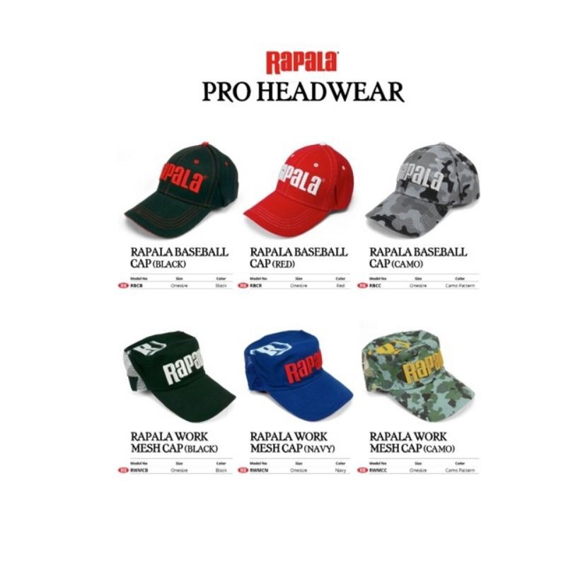RAPALA PRO HEAD WEAR BASEBALL CAP/RAPALA WORK MESH CAP
