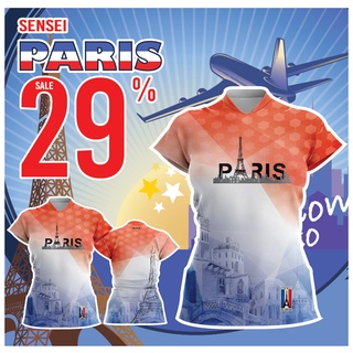 🌈โค้ดSENSEIOMGลด15%🌈เสื้อแขนสั้นผู้หญิงทรงเข้ารูปพิมพ์ลาย(หน้า-หลัง) SENSEI ลายRUNPARIS8