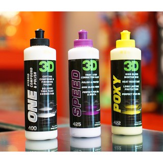 3D แพค 3 ขวด ขนาด 8oz 3D ONE + 3D SPEED + 3D POXY น้ำยาขัดเคลือบสีรถระดับพรีเมี่ยมนำเข้าจาก USA