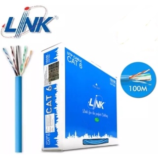 LINK CAT6 UTP Cable 100m/Box LINK (US-9106A-1) สายสีฟ้า สายแลน ความยาว 100 เมตร