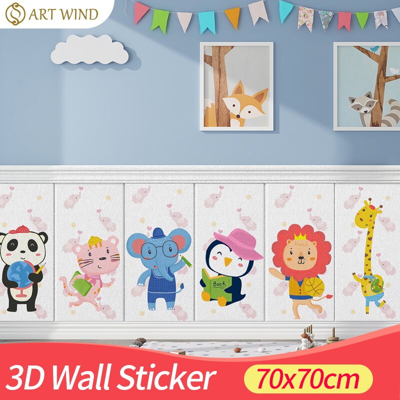 สติกเกอร์ติดผนัง ลายการ์ตูน 3D ขนาด 70x35 ซม. สําหรับตกแต่งผนังห้องเด็ก