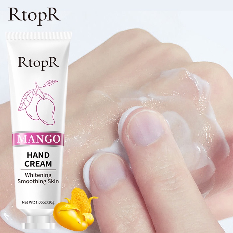 RtopR FDA ครีมบำรุงมือ มะม่วง แฮนด์ครีม ครีมบำรุงผิวมือ ปรับผิวกระจ่างใส ให้ความชุ่มชื้น และลดเลือนริ้วรอย Mango Moisturizing Hand Cream 30 กรัม