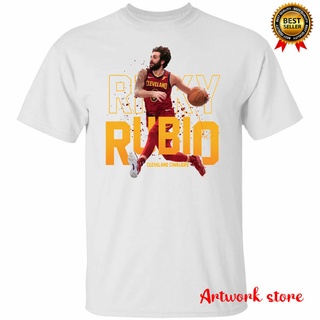 T-shirt  เสื้อยืด ลายบาสเก็ตบอล Ricky Rubio Cleveland Cavaliers NbaS-5XL