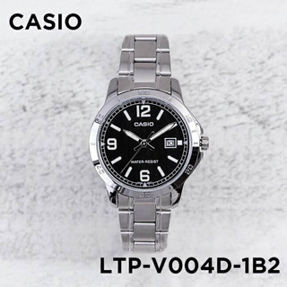 นาฬิกา Casio รุ่น LTPV004D1B2 นาฬิกาผู้หญิงสายแสตนเลส หน้าปัดดำ