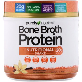 Purely Inspired Bone Broth Powder, 20g Collagen Protein, Essential Amino Acids, No Sugar, No Carbs, Smooth Vanilla, 🇺🇸