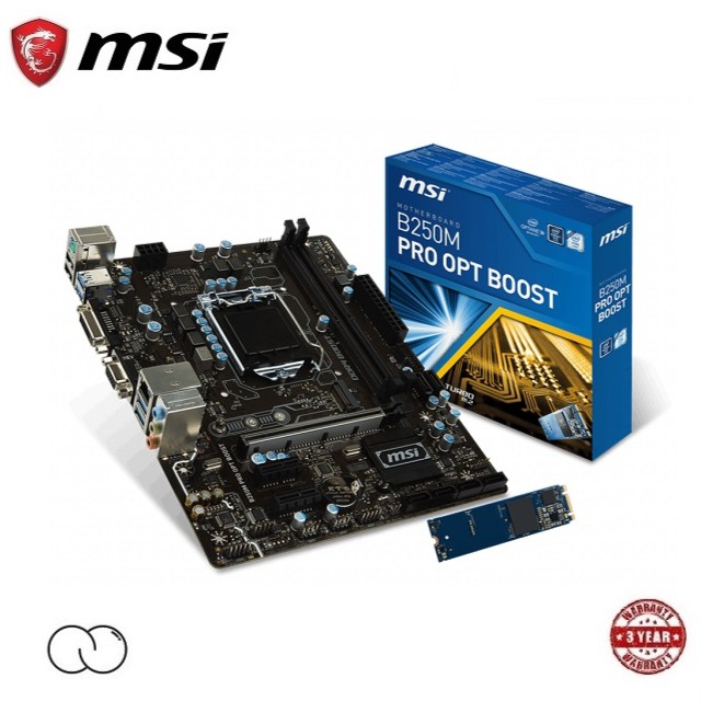 MSI Intel B250M M-ATX เมนบอร์ด / B250M PRO OPT BOOST / LGA 1151 ซ็อกเก็ต / Micro ATX Mobo / 16GB Int