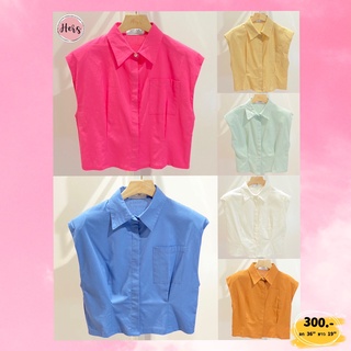เสื้อเชิ้ตแขนกุด เสริมไหล่อย่างดี
