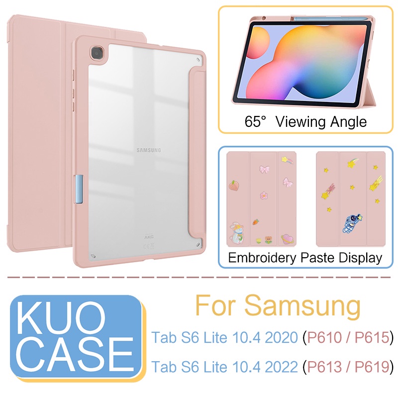 เคสอะคริลิค TPU แบบนิ่ม พร้อมช่องใส่ปากกา สําหรับ Samsung Tab S6 Lite 2020 2022 P610 P615 P613 P619 10.4 นิ้ว
