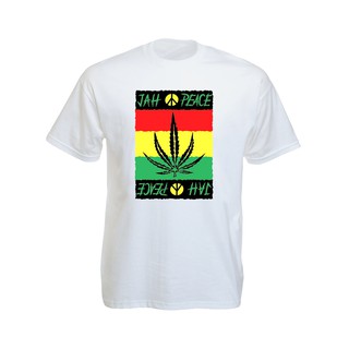 เสื้อยืดราสต้า Tee-Shirt Jah Peace Rasta White / Black Tee-Shirt