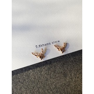 Earring lovely creature ต่างหูชุบทองประดับเพชร รูปกวาง สไตล์เกาหลี เครื่องประดับแฟชั่น